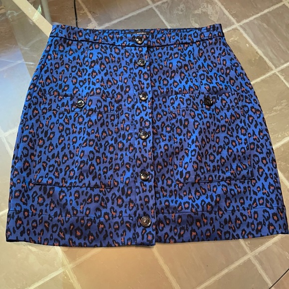 Blue Leopard Print Mini Skirt - Picture 8 of 14